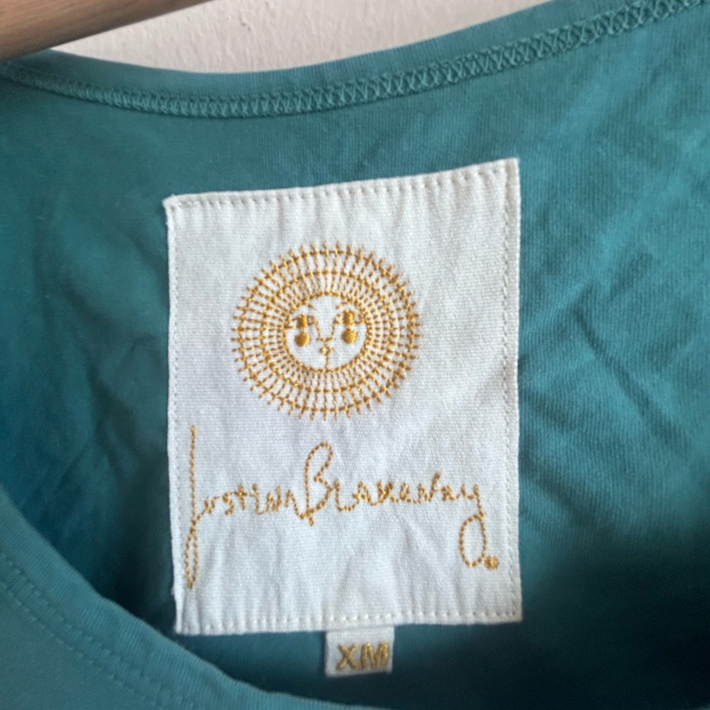 Justina Blakeney Jungalow Teal Cropped Tank Top Boho Organic Cotton - M — image 2 of 4